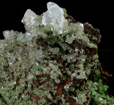 Calcite on Conichalcite from Zacatecas, Mexico