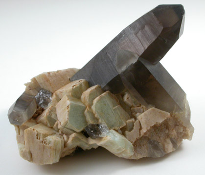 Quartz var. Smoky with Microcline from Crystal Peak area, 6.5 km northeast of Lake George, Park-Teller Counties, Colorado