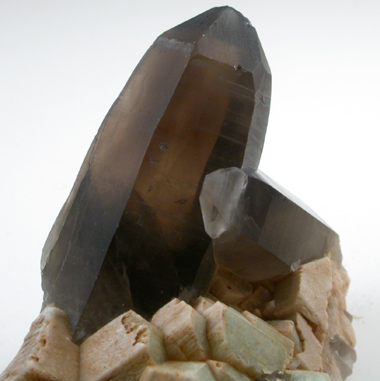 Quartz var. Smoky with Microcline from Crystal Peak area, 6.5 km northeast of Lake George, Park-Teller Counties, Colorado