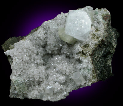 Heulandite-Ca and Apophyllite on Quartz from Prospect Park Quarry, Prospect Park, Passaic County, New Jersey