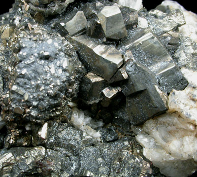 Jamesonite on Pyrite from Noche Buena Mine, Mazapil, Zacatecas, Mexico