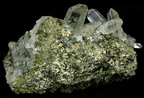 Quartz with Epidote inclusions from Calumet Mine, 12 km NNE of Salida, Chaffee County, Colorado