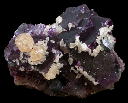 Fluorite with Galena, Calcite from Cave-in-Rock District, Hardin County, Illinois