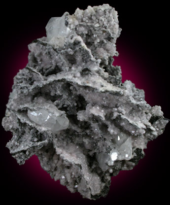 Cerussite on Calcite from Tsumeb Mine, Otavi-Bergland District, Oshikoto, Namibia