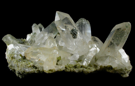 Quartz on Epidote from Calumet Mine, 12 km NNE of Salida, Chaffee County, Colorado