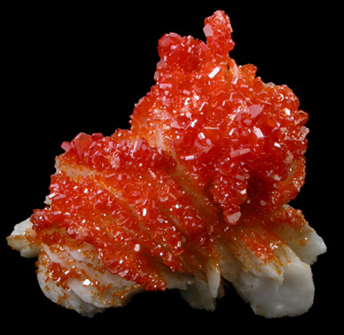 Vanadinite on Barite from Mibladen, Haute Moulouya Basin, Zeida-Aouli-Mibladen belt, Midelt Province, Morocco