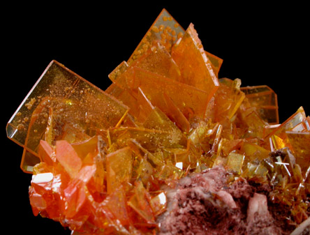 Wulfenite and Mimetite on Barite from Rowley Mine, 20 km northwest of Theba, Painted Rock Mountains, Maricopa County, Arizona