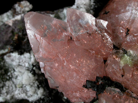 Copper inclusions in Calcite from Quincy Mine, Hancock, Keweenaw Peninsula Copper District, Houghton County, Michigan