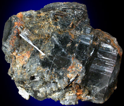 Schorl Tourmaline in Quartz from Strickland Quarry, Collins Hill, Portland, Middlesex County, Connecticut