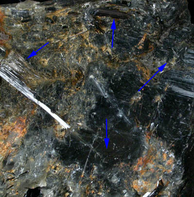 Schorl Tourmaline in Quartz from Strickland Quarry, Collins Hill, Portland, Middlesex County, Connecticut