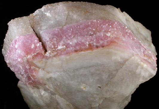 Quartz var. Rose Quartz Crystals on Milky Quartz from Lavra da Ilha, Taquaral, Jequitinhonha River, Minas Gerais, Brazil