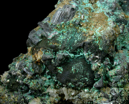 Enargite, Malachite, Quartz, Pyrite from Butte Mining District, Summit Valley, Silver Bow County, Montana