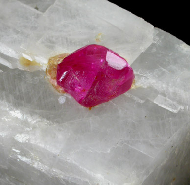 Spinel in marble from Mogok District, 115 km NNE of Mandalay, Mandalay Division, Myanmar (Burma)