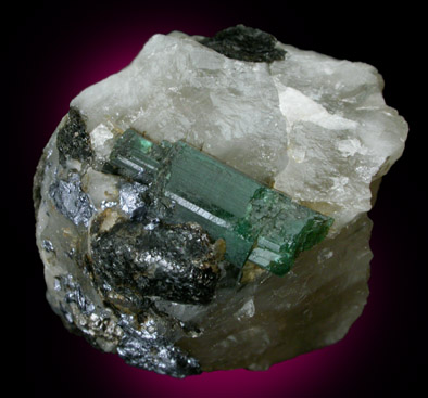 Beryl var. Emerald in Quartz from Carnaiba District, Bahia, Brazil