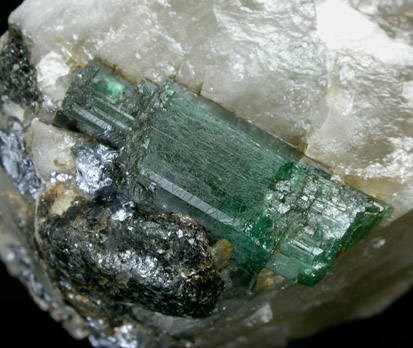 Beryl var. Emerald in Quartz from Carnaiba District, Bahia, Brazil