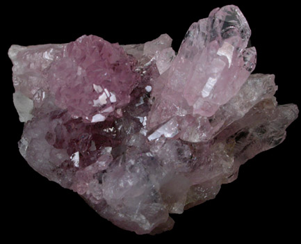 Quartz var. Rose Quartz Crystals from Lavra da Ilha, Taquaral, Jequitinhonha River, Minas Gerais, Brazil