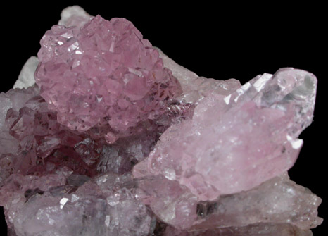 Quartz var. Rose Quartz Crystals from Lavra da Ilha, Taquaral, Jequitinhonha River, Minas Gerais, Brazil