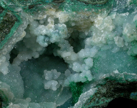 Quartz, Malachite in Chrysocolla from Inspiration Open-Pit Mine, Globe-Miami District, Gila County, Arizona