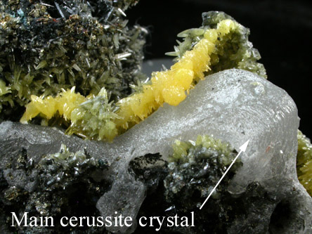 Mimetite on Cerussite from Tsumeb Mine, Otavi-Bergland District, Oshikoto, Namibia