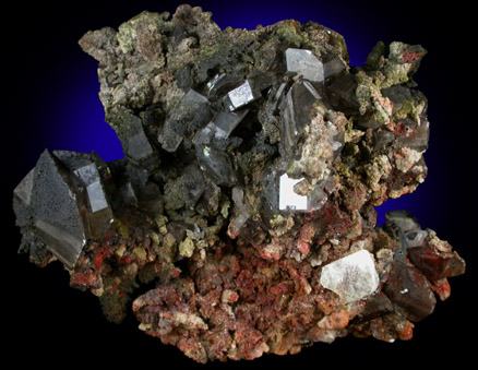 Mottramite on Calcite from Tsumeb Mine, Otavi-Bergland District, Oshikoto, Namibia