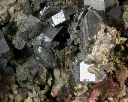 Mottramite on Calcite from Tsumeb Mine, Otavi-Bergland District, Oshikoto, Namibia