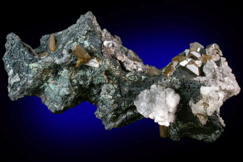 Wulfenite and Dolomite on Tennantite from Tsumeb Mine, Otavi-Bergland District, Oshikoto, Namibia