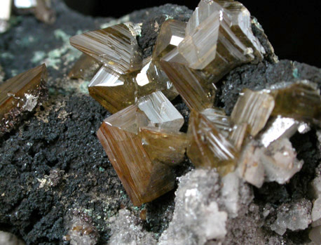 Wulfenite and Dolomite on Tennantite from Tsumeb Mine, Otavi-Bergland District, Oshikoto, Namibia