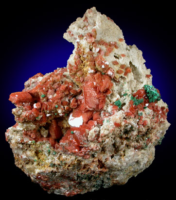 Calcite with Malachite from Tsumeb Mine, Otavi-Bergland District, Oshikoto, Namibia