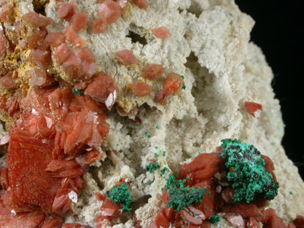 Calcite with Malachite from Tsumeb Mine, Otavi-Bergland District, Oshikoto, Namibia