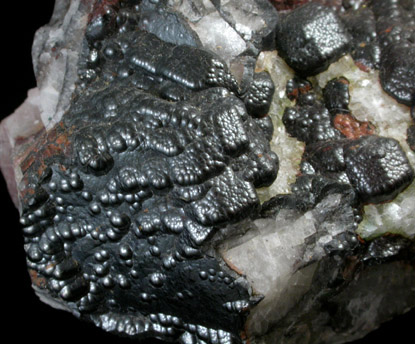 Heterogenite on Calcite (var. Alligator Skin) from Tsumeb Mine, Otavi-Bergland District, Oshikoto, Namibia