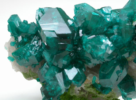 Dioptase with Duftite on Calcite from Tsumeb Mine, Otavi-Bergland District, Oshikoto, Namibia (Type Locality for Duftite)