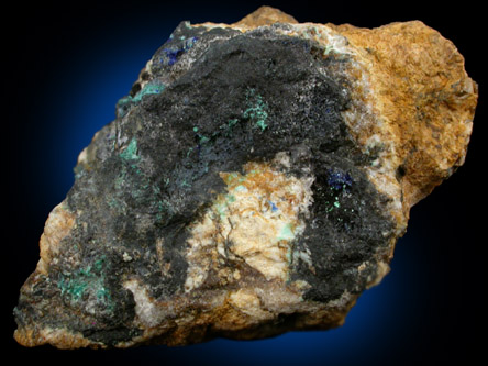 Azurite, Malachite, Germanite, Tennantite, Cerussite from Tsumeb Mine, Otavi-Bergland District, Oshikoto, Namibia