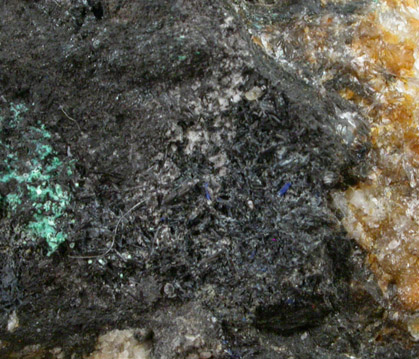 Azurite, Malachite, Germanite, Tennantite, Cerussite from Tsumeb Mine, Otavi-Bergland District, Oshikoto, Namibia