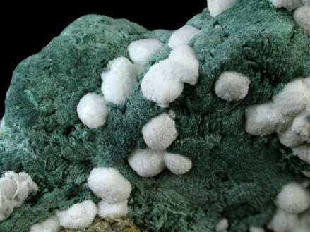 Calcite on Malachite from Tsumeb Mine, Otavi-Bergland District, Oshikoto, Namibia