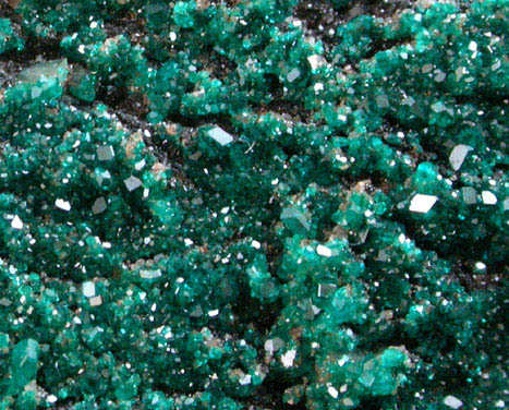 Dioptase, Heterogenite-2H, Calcite from Tsumeb Mine, Otavi-Bergland District, Oshikoto, Namibia