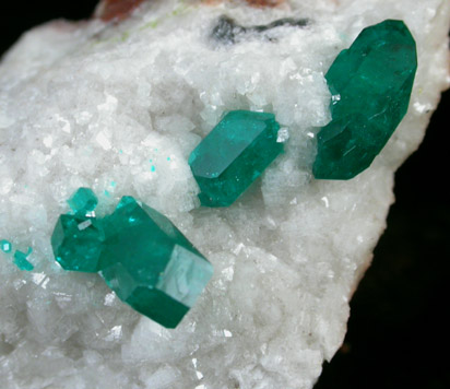 Dioptase on Calcite from Tsumeb Mine, Otavi-Bergland District, Oshikoto, Namibia