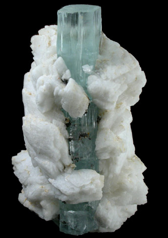 Beryl var. Aquamarine in Albite from Dusso, Gilgit-Baltistan, Pakistan