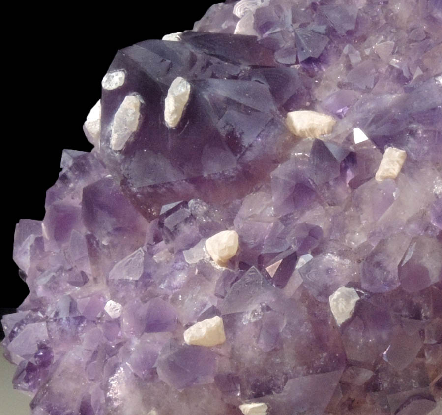 Quartz var. Amethyst pseudomorph after Aragonite with Calcite from Alto Uruguai, Rio Grande do Sul, Brazil