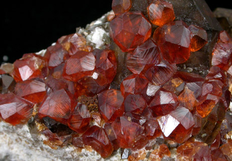 Spessartine Garnet on Smoky Quartz from Putian, Tongbei-Yunling District, Fujian Province, China