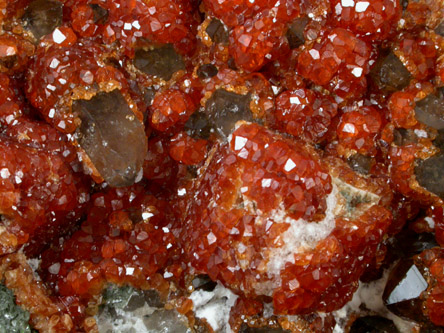 Spessartine Garnet with Hyalite Opal and Smoky Quartz from Putian, Tongbei-Yunling District, Fujian Province, China