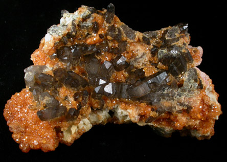 Spessartine Garnet with Hyalite Opal and Smoky Quartz from Putian, Tongbei-Yunling District, Fujian Province, China