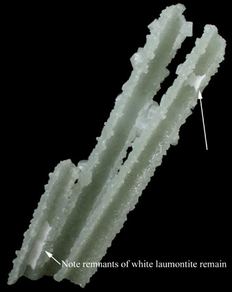 Apophyllite on Prehnite pseudomorphs after Laumontite from Bombay Quarry, Mumbai (Bombay), Maharastra, India