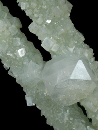 Apophyllite on Prehnite pseudomorphs after Laumontite from Bombay Quarry, Mumbai (Bombay), Maharastra, India