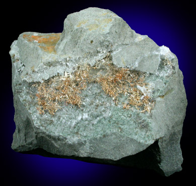 Gold (fine wire crystals) from Olinghouse Mine, 6030 bench, 813 pit, Washoe County, Nevada