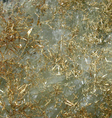 Gold (fine wire crystals) from Olinghouse Mine, 6030 bench, 813 pit, Washoe County, Nevada