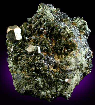 Pyrite with Epidote from Karzamkul Mine, 90 km from Rudniy, Kazakhstan