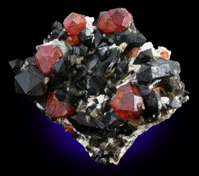 Spessartine Garnet on Smoky Quartz from Putian, Tongbei-Yunling District, Fujian Province, China