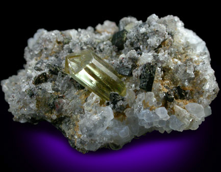 Fluorapatite in Quartz from Cerro de Mercado, Durango, Mexico