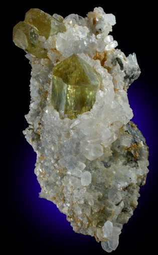 Fluorapatite in Quartz from Cerro de Mercado, Durango, Mexico