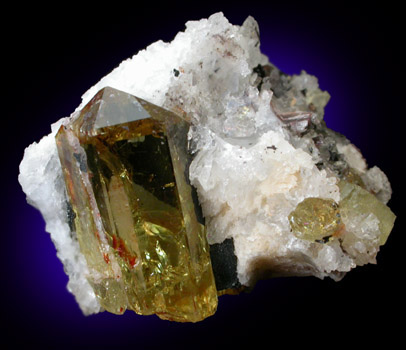 Fluorapatite in Quartz from Cerro de Mercado, Durango, Mexico